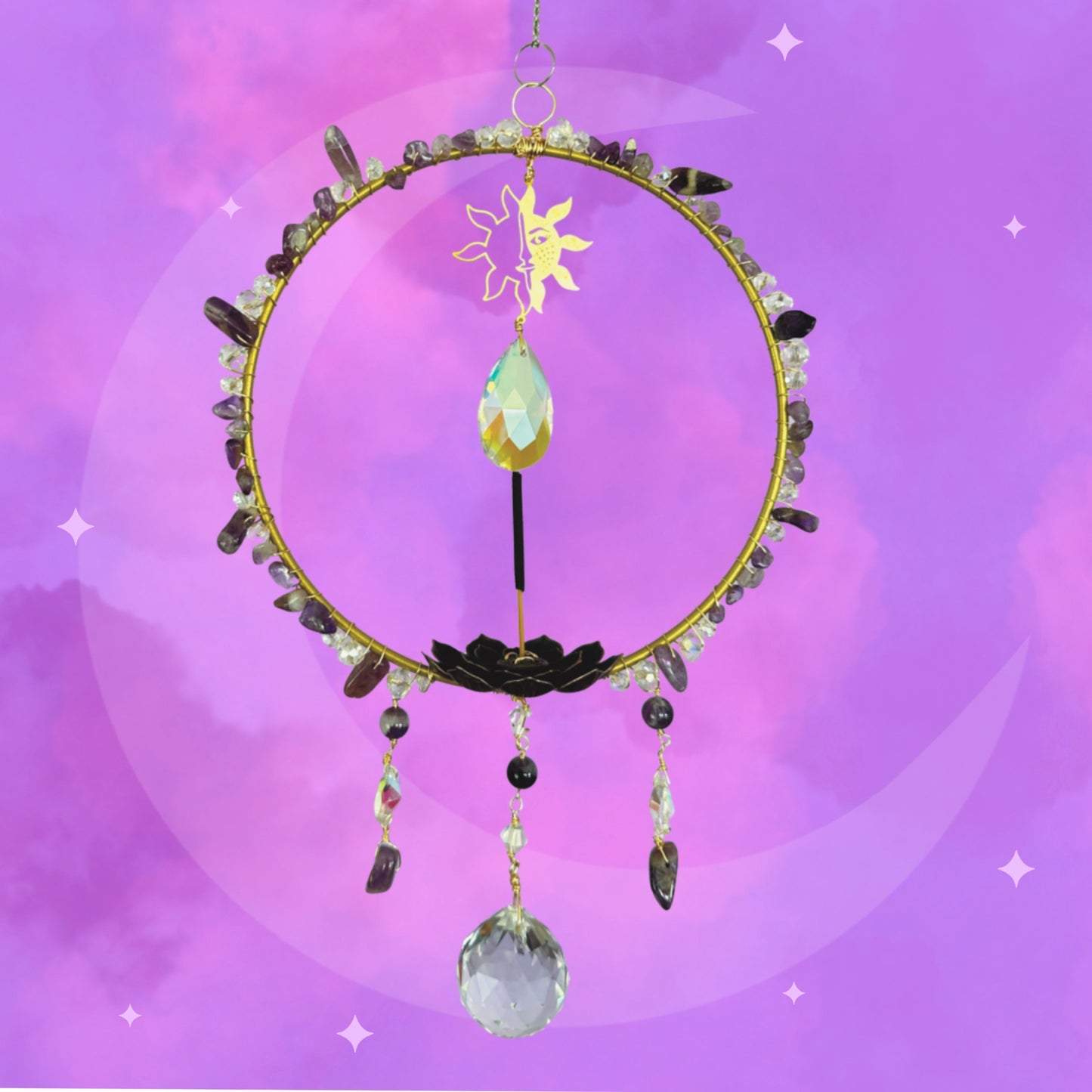 ‘Amethyst Sun’ Incense Holder Suncatcher