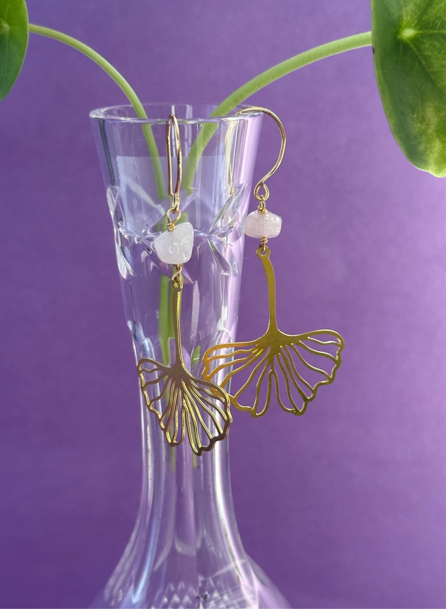 ‘Love’ Rose Quartz Petal Earring