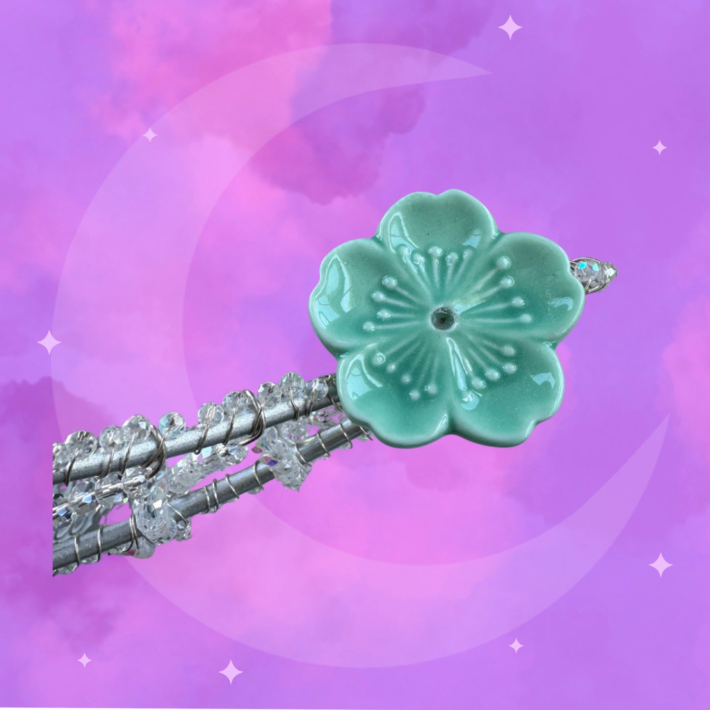 ‘Turquoise Flower Moon’ Incense Holder Suncatcher