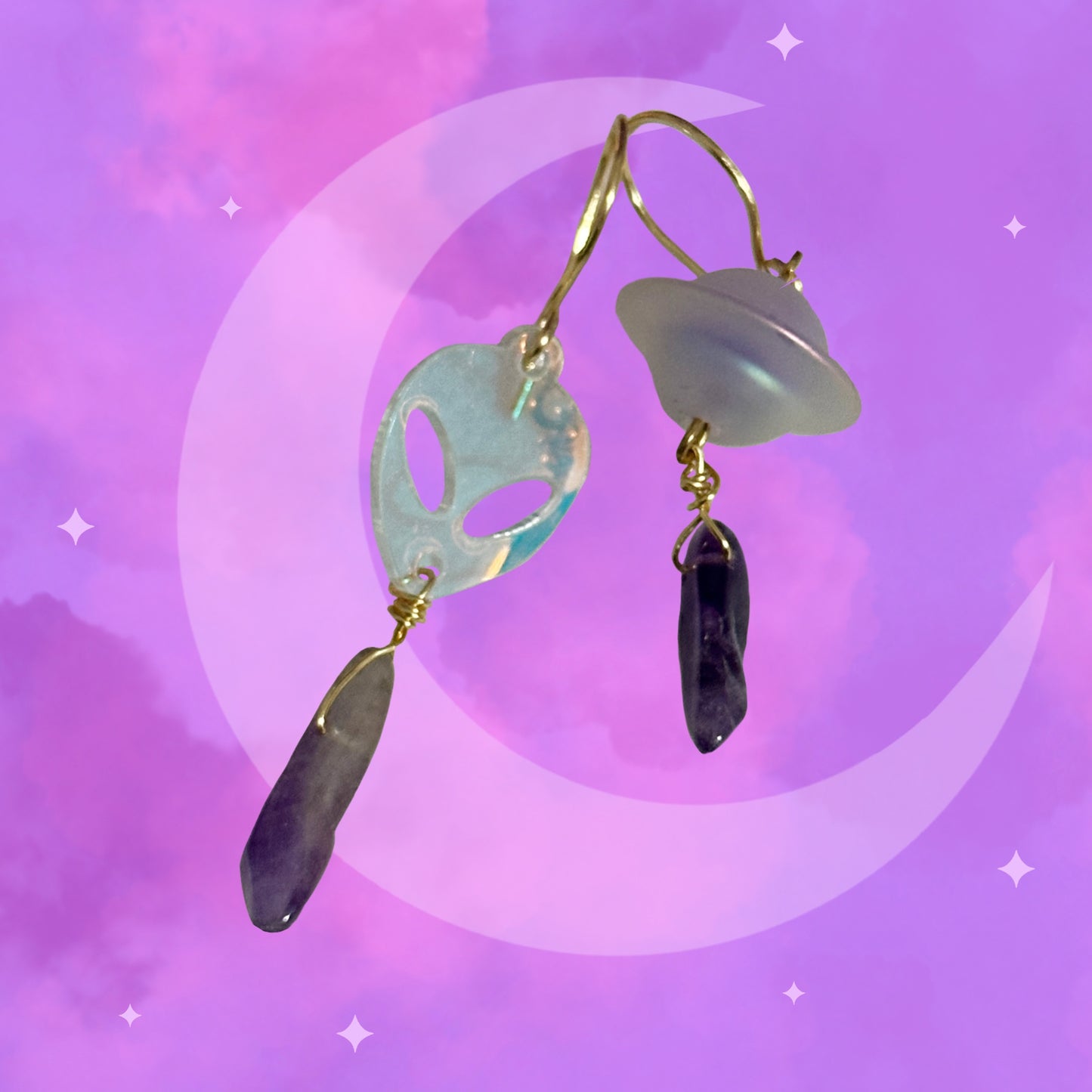‘Alien’ Amethyst Earring