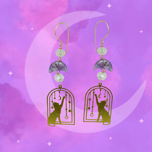 ‘Solar Cat’ Amethyst Earring