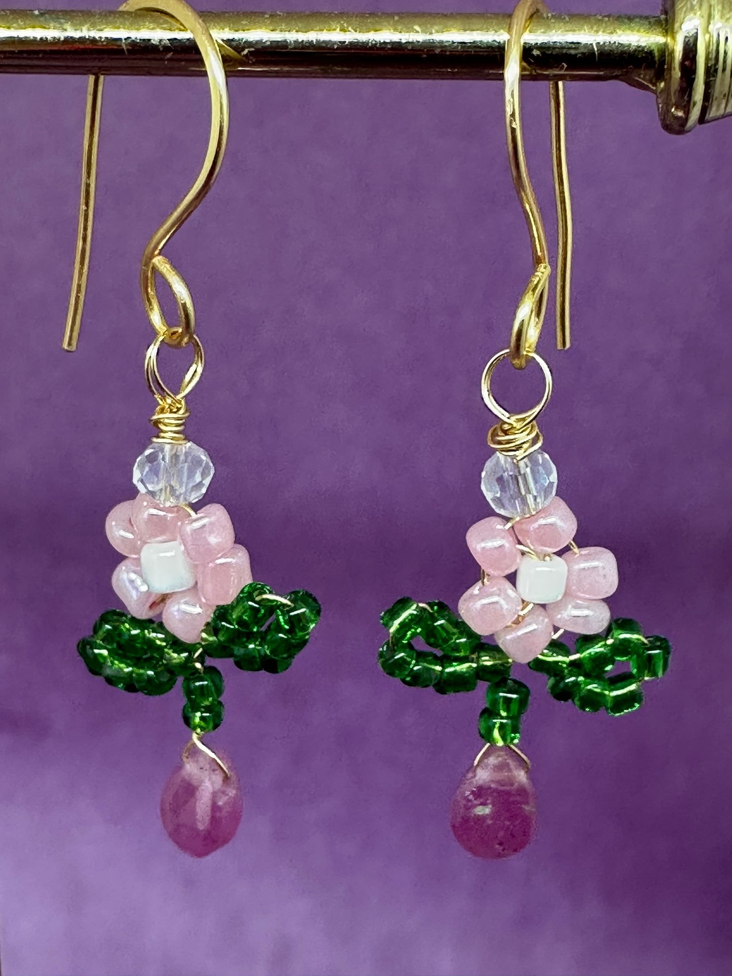 OLEANDER x PINK SAPPHIRE GEMFLOWER - EARRING