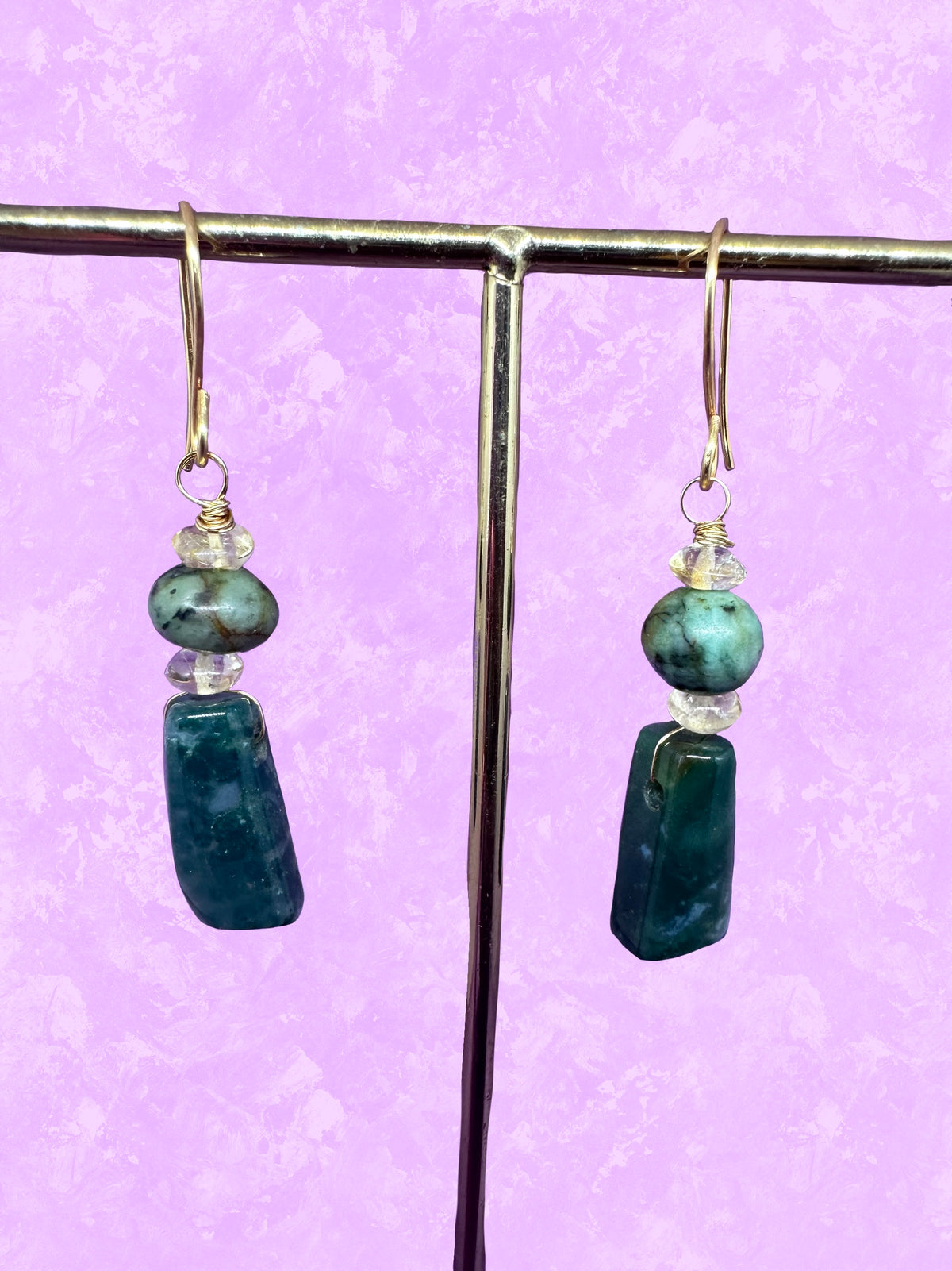 SMALL AFRICAN TURQUOISE x CITRINE EARRINGS