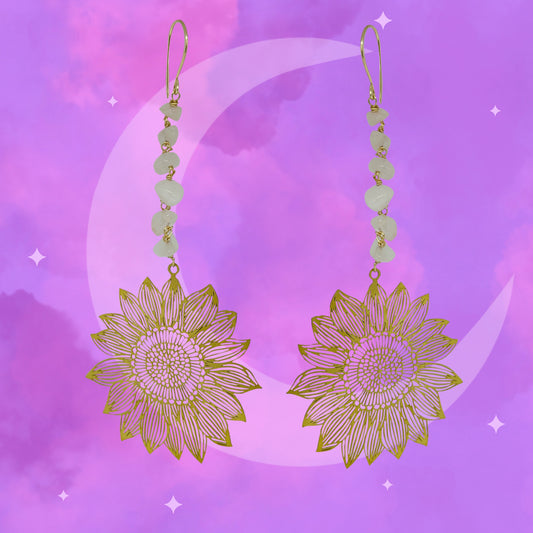 ‘Rose Quartz Sunflower’ Earring