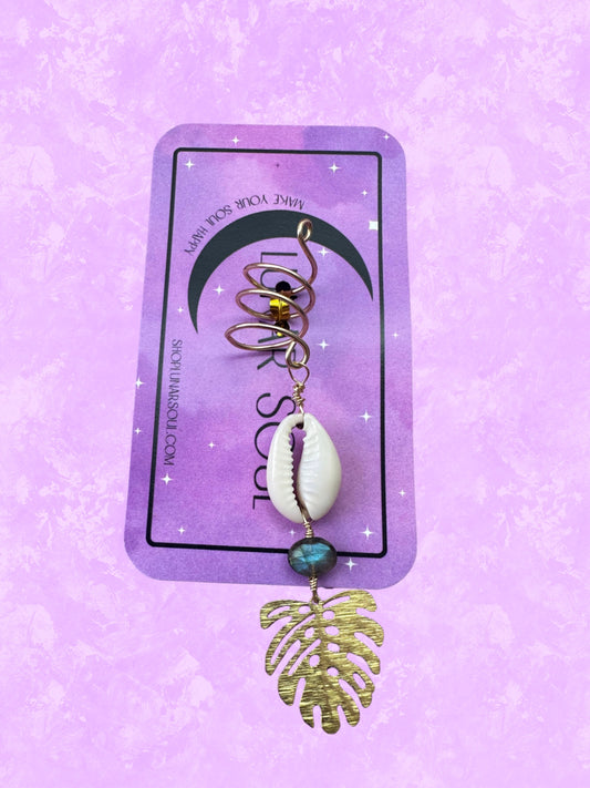COWRIE, LABRADORITE & MONSTERA HAIR JEWEL