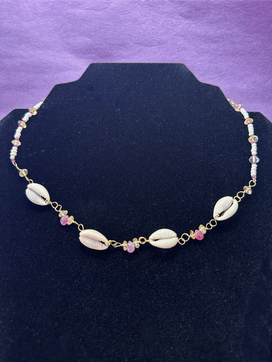 COWRIE SHELL, SAPPHIRE & CITRINE CHOKER