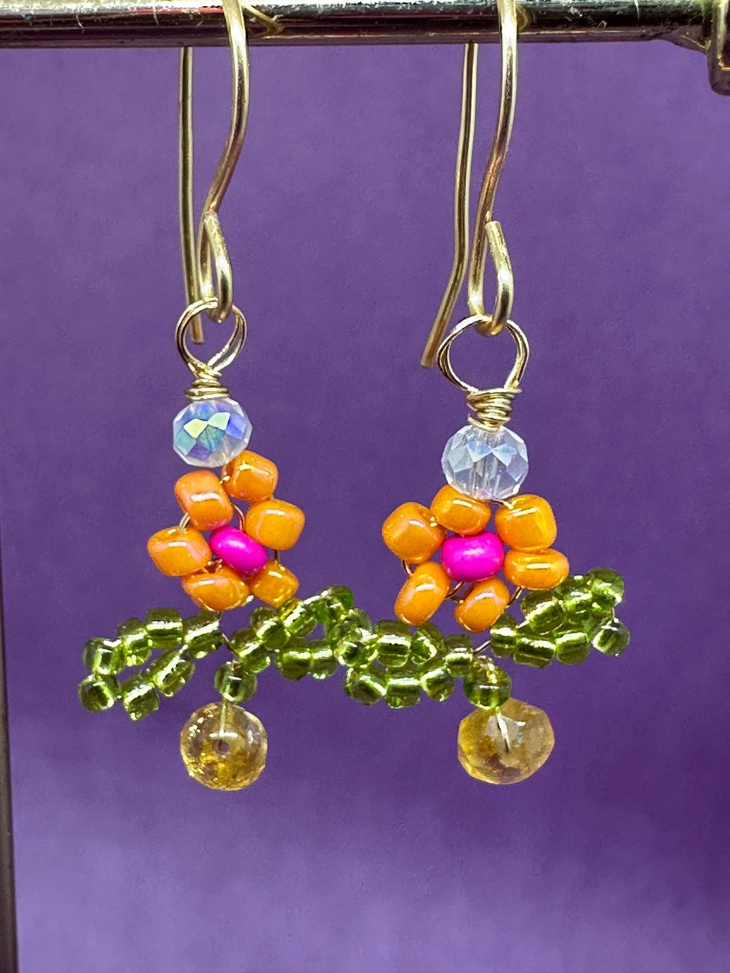 HIBISCUS x CITRINE GEMFLOWER - EARRING