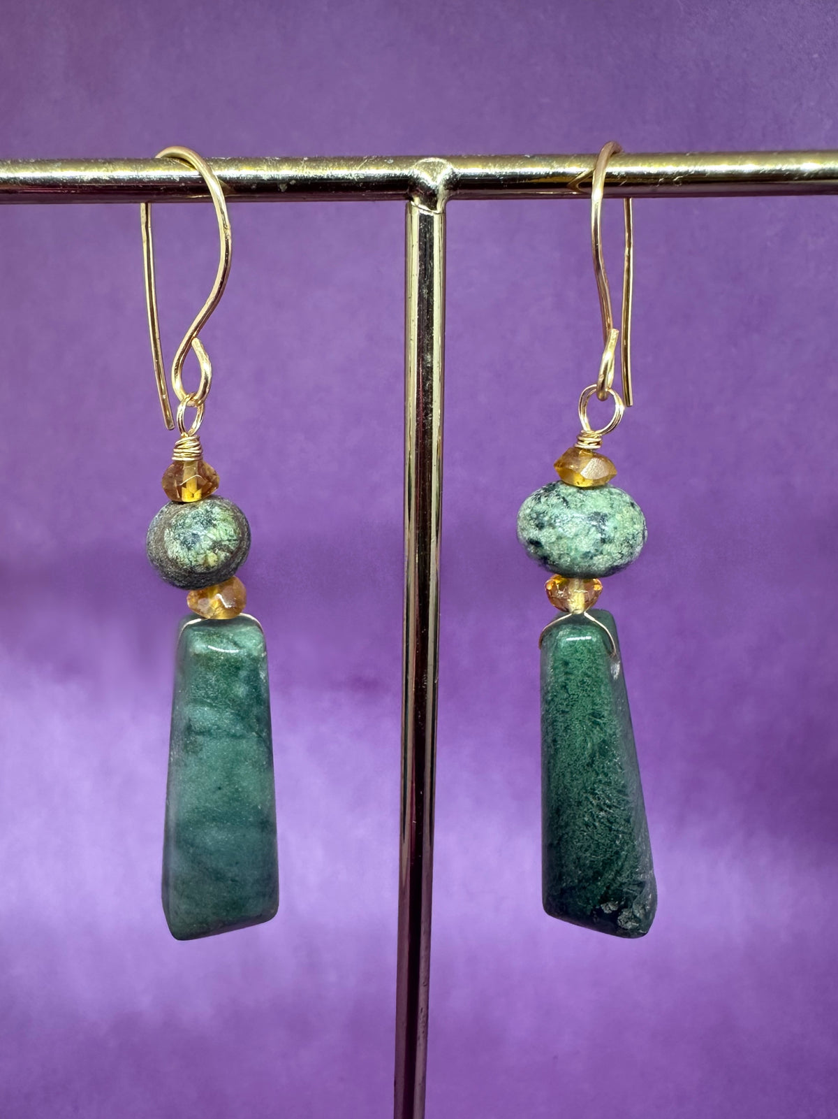 LARGE AFRICAN TURQUOISE x CITRINE EARRING