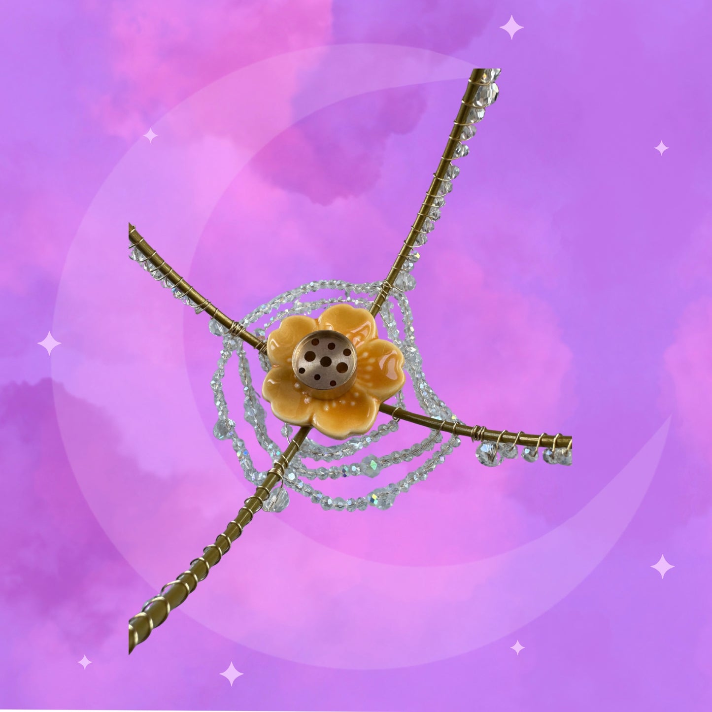 ‘Yellow Flower’ Incense Holder Suncatcher