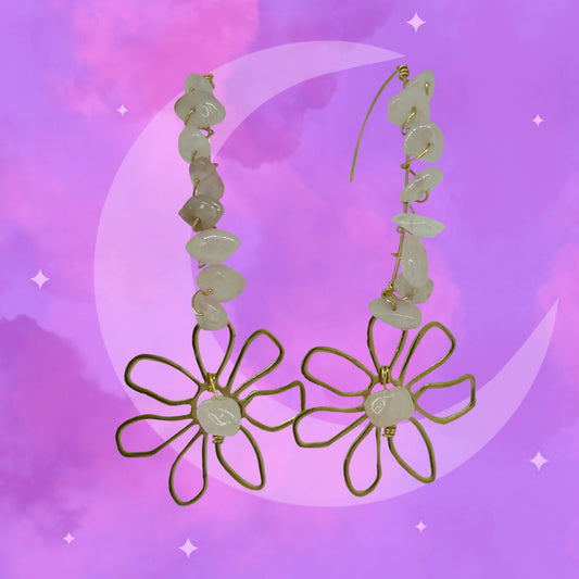 ‘Gem Flower’ Rose Quartz Earring