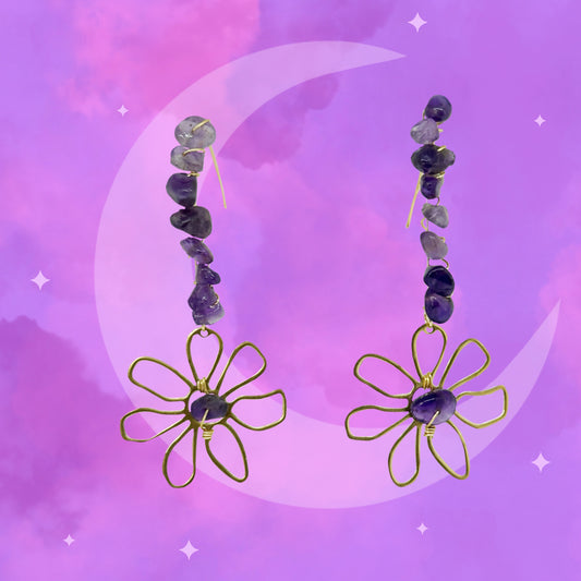 ‘Gem Flower’ Amethyst Earring