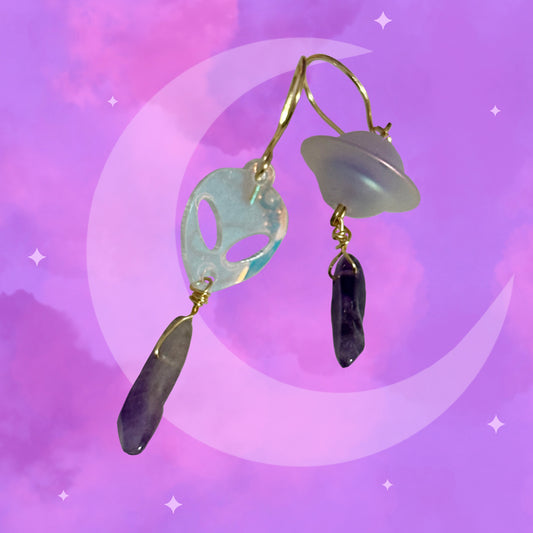‘Alien’ Amethyst Earring