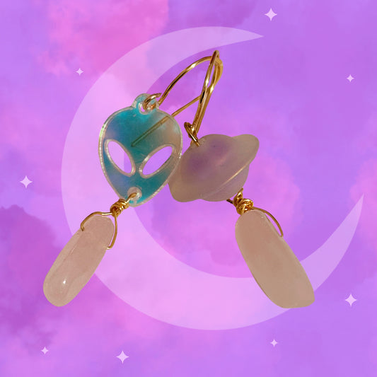 ‘Alien’ Rose Quartz Earring